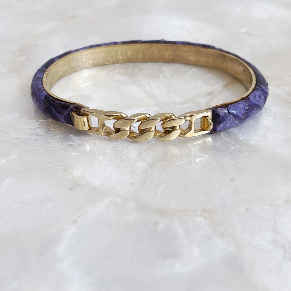 24KT Gold Plated Purple Snakeskin Thin Bangle